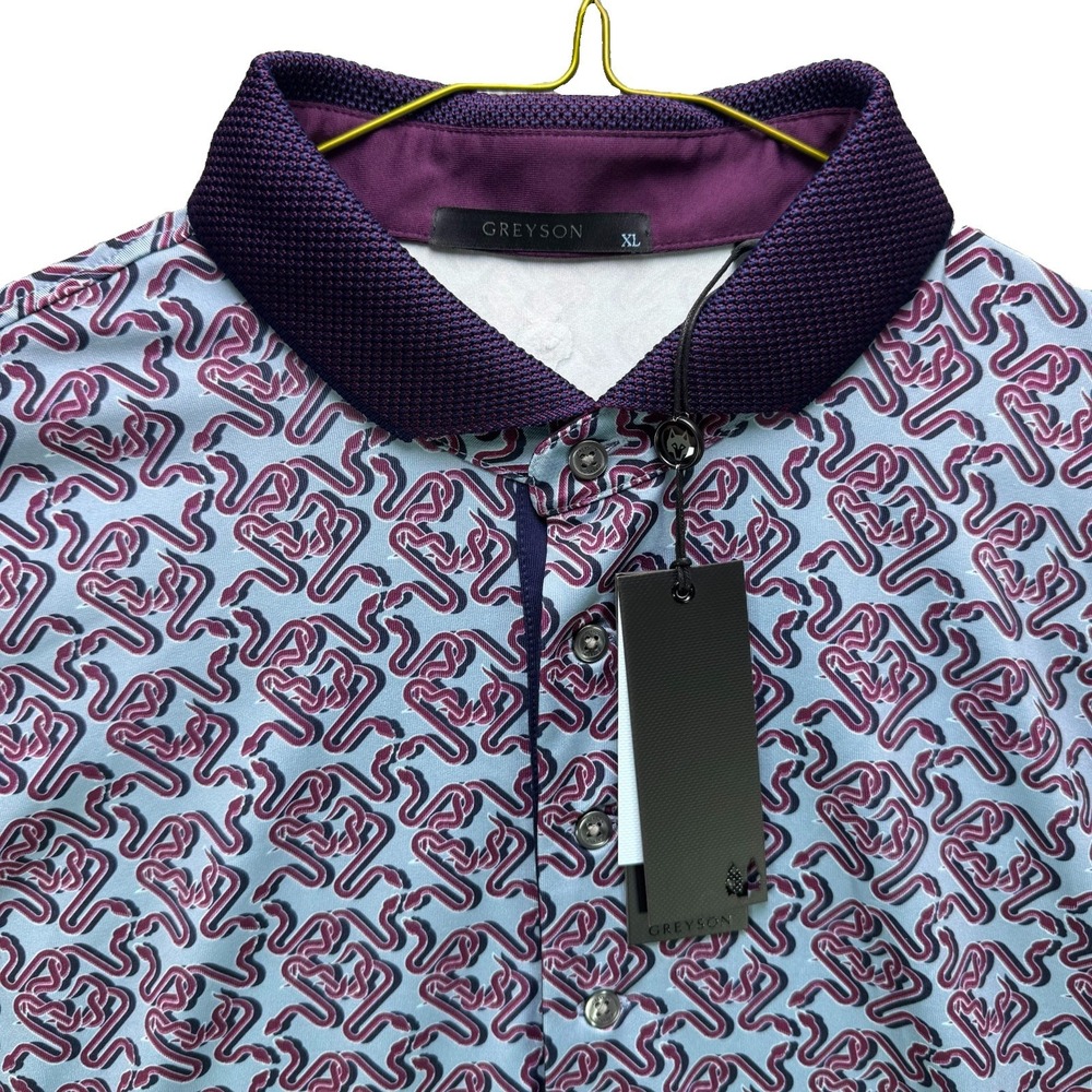 Greyson Golf Polo Shirt Mens XL Intertwined AOP Stretch Justin Thomas NWT $118
